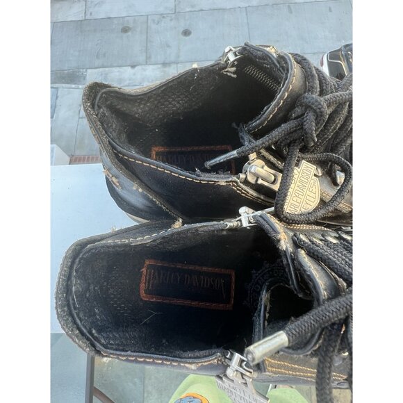 Vintage Harley-Davidson leather lace side zip lug sole boots sz 7 biker - Picture 10 of 16